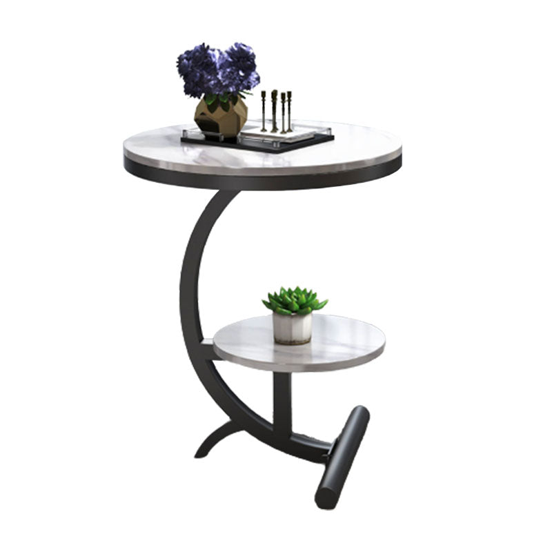 モダンな丸い大理石のトップエンドテーブル23.62 "背の高い金属Cサイドテーブル