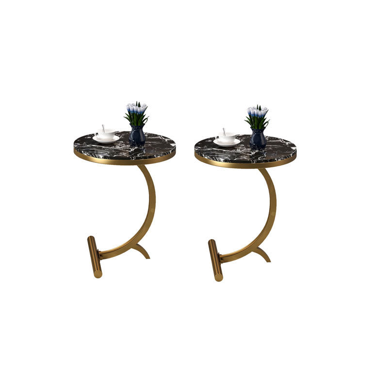 モダンな丸い大理石のトップエンドテーブル23.62 "背の高い金属Cサイドテーブル