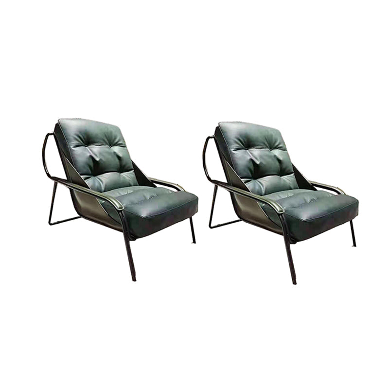 Fixed Back Lounge Chair Fabric Seat Sloped Arms Chair with Black Legs Green Microfiber Leather 2 Piece Set Clearhalo 'Accent Chairs' 'accent_chairs' 'Chairs & Seating' 'furn' 'furn_accent_chairs' 'Furniture' 'Living Room Furniture' 6350091