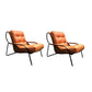 Fixed Back Lounge Chair Fabric Seat Sloped Arms Chair with Black Legs Orange Microfiber Leather 2 Piece Set Clearhalo 'Accent Chairs' 'accent_chairs' 'Chairs & Seating' 'furn' 'furn_accent_chairs' 'Furniture' 'Living Room Furniture' 6350095
