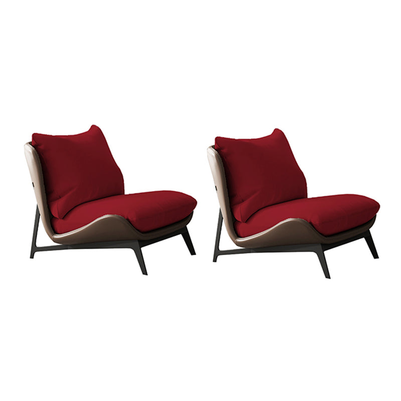 Fixed Back Pillow Lounge Chair Fabric Seat Chair with Black Legs Red Flannel 2 Piece Set Clearhalo 'Accent Chairs' 'accent_chairs' 'Chairs & Seating' 'furn' 'furn_accent_chairs' 'Furniture' 'Living Room Furniture' 6350155