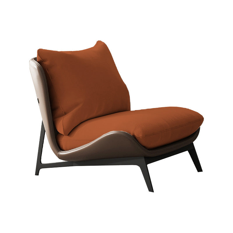 Fixed Back Pillow Lounge Chair Fabric Seat Chair with Black Legs Orange Flannel 1 Piece Clearhalo 'Accent Chairs' 'accent_chairs' 'Chairs & Seating' 'furn' 'furn_accent_chairs' 'Furniture' 'Living Room Furniture' 6350159