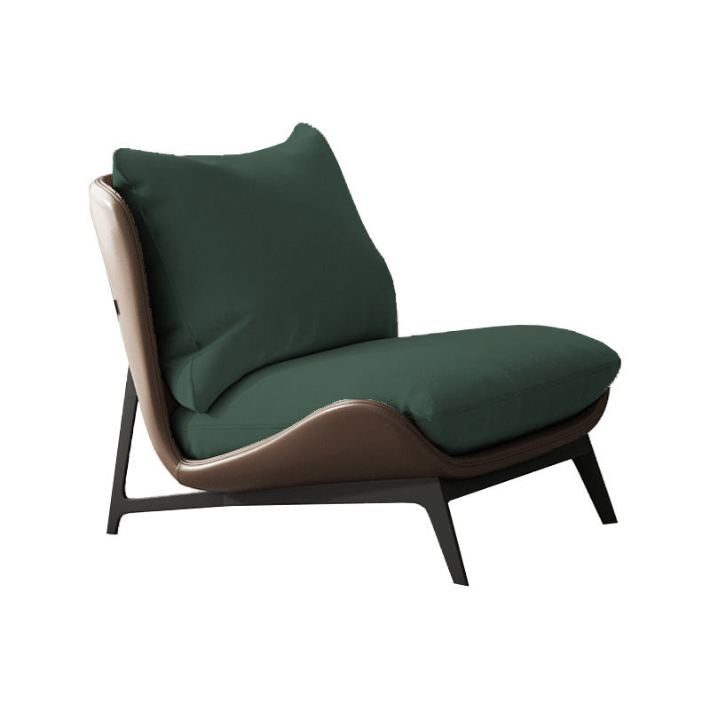 Fixed Back Pillow Lounge Chair Fabric Seat Chair with Black Legs Green Flannel 1 Piece Clearhalo 'Accent Chairs' 'accent_chairs' 'Chairs & Seating' 'furn' 'furn_accent_chairs' 'Furniture' 'Living Room Furniture' 6350168