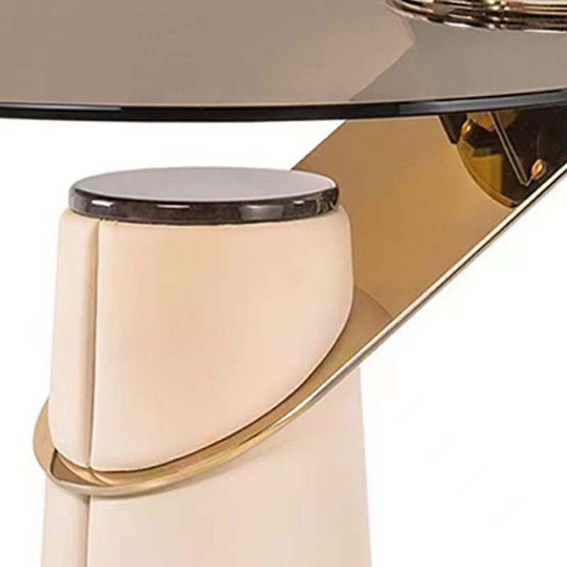 Tableau de la table ronde en verre 23.62 "Table de l'extrémité du piédestal en cuir de haut