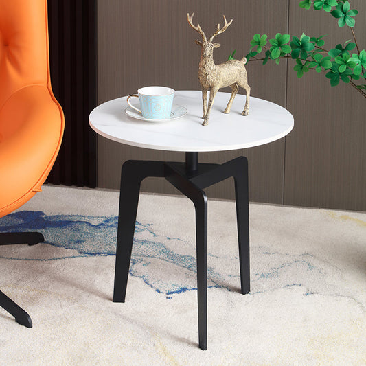 モダン21.65 "背の高いスチール3脚エンドテーブルラウンドスレートトップサイドテーブル