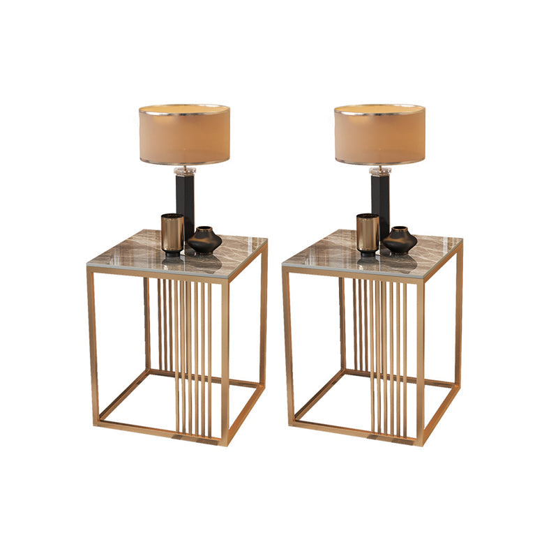 モダンスクエアスレートトップサイドテーブル19.68 "背の高いスチールフレームエンドテーブル