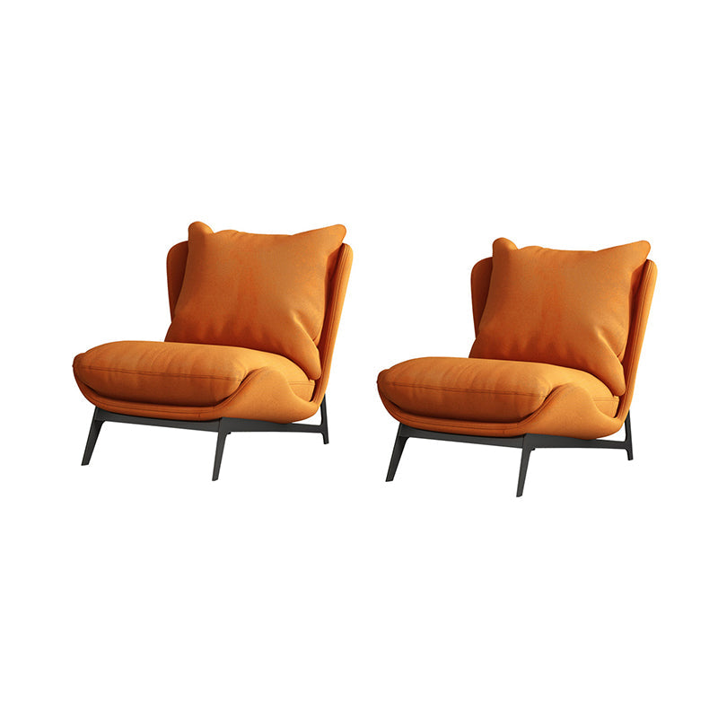 Armless Fixed Back Lounge Chair Living Room Chair with Black Legs Caramel Velvet 2 Piece Set Clearhalo 'Accent Chairs' 'accent_chairs' 'Chairs & Seating' 'furn' 'furn_accent_chairs' 'Furniture' 'Living Room Furniture' 6350261