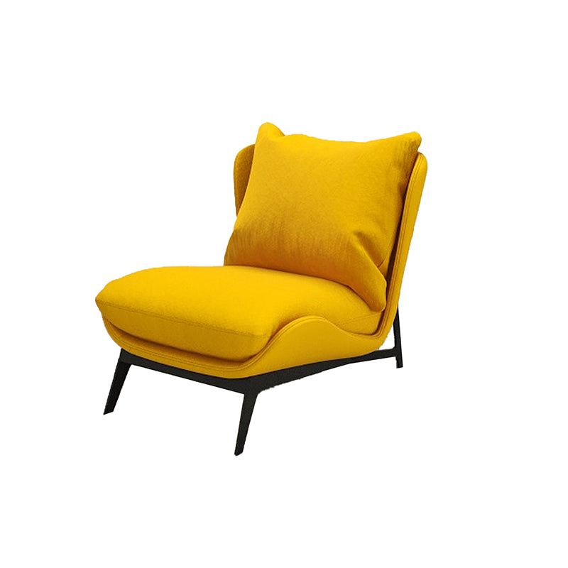 Armless Fixed Back Lounge Chair Living Room Chair with Black Legs Yellow Velvet 1 Piece Clearhalo 'Accent Chairs' 'accent_chairs' 'Chairs & Seating' 'furn' 'furn_accent_chairs' 'Furniture' 'Living Room Furniture' 6350263