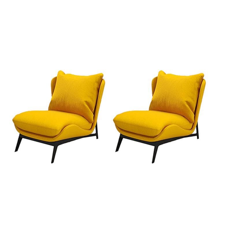 Armless Fixed Back Lounge Chair Living Room Chair with Black Legs Yellow Velvet 2 Piece Set Clearhalo 'Accent Chairs' 'accent_chairs' 'Chairs & Seating' 'furn' 'furn_accent_chairs' 'Furniture' 'Living Room Furniture' 6350265