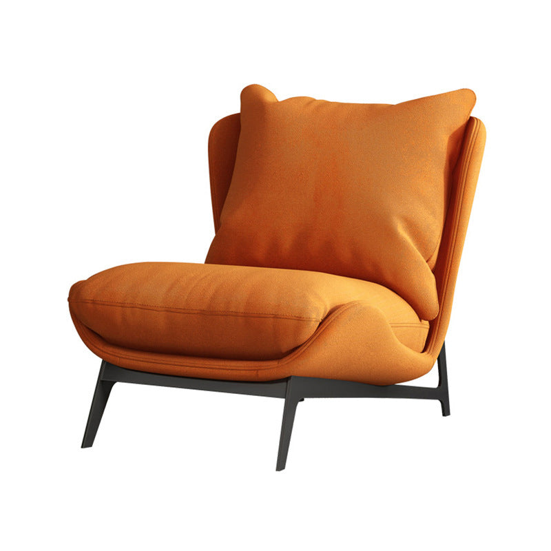 Armless Fixed Back Lounge Chair Living Room Chair with Black Legs Caramel Velvet 1 Piece Clearhalo 'Accent Chairs' 'accent_chairs' 'Chairs & Seating' 'furn' 'furn_accent_chairs' 'Furniture' 'Living Room Furniture' 6350268