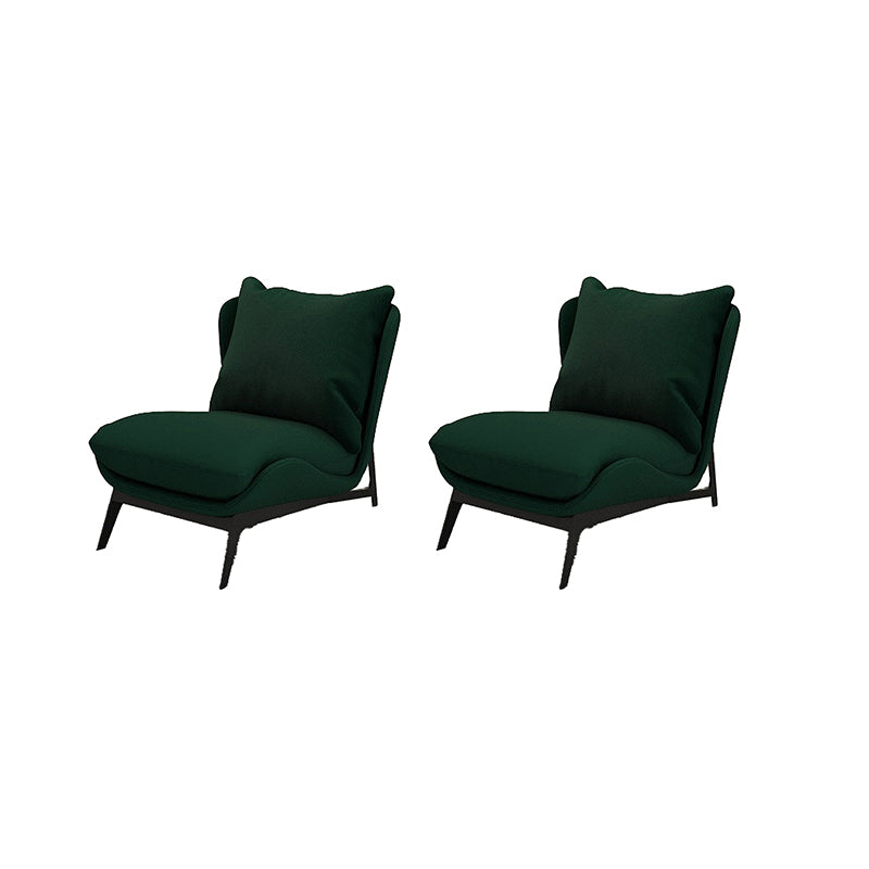 Armless Fixed Back Lounge Chair Living Room Chair with Black Legs Green Velvet 2 Piece Set Clearhalo 'Accent Chairs' 'accent_chairs' 'Chairs & Seating' 'furn' 'furn_accent_chairs' 'Furniture' 'Living Room Furniture' 6350269