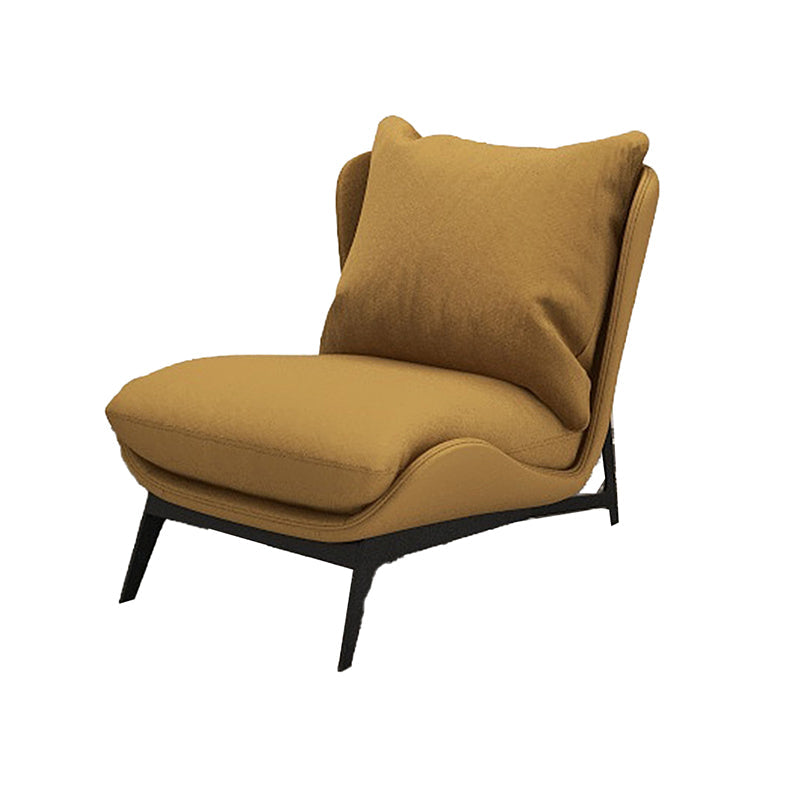 Armless Fixed Back Lounge Chair Living Room Chair with Black Legs Dark Khaki Velvet 1 Piece Clearhalo 'Accent Chairs' 'accent_chairs' 'Chairs & Seating' 'furn' 'furn_accent_chairs' 'Furniture' 'Living Room Furniture' 6350270