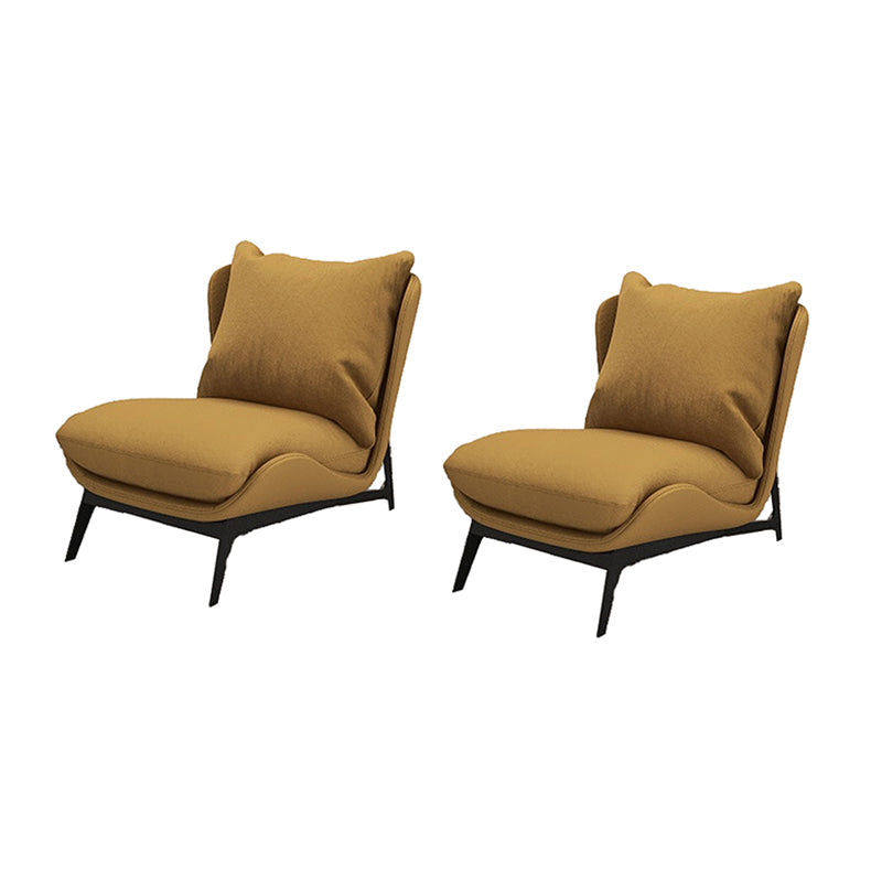 Armless Fixed Back Lounge Chair Living Room Chair with Black Legs Dark Khaki Velvet 2 Piece Set Clearhalo 'Accent Chairs' 'accent_chairs' 'Chairs & Seating' 'furn' 'furn_accent_chairs' 'Furniture' 'Living Room Furniture' 6350273