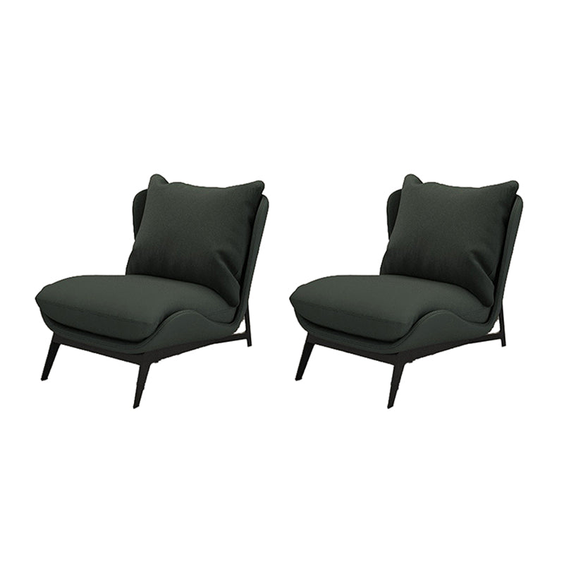 Armless Fixed Back Lounge Chair Living Room Chair with Black Legs Grey Velvet 2 Piece Set Clearhalo 'Accent Chairs' 'accent_chairs' 'Chairs & Seating' 'furn' 'furn_accent_chairs' 'Furniture' 'Living Room Furniture' 6350276