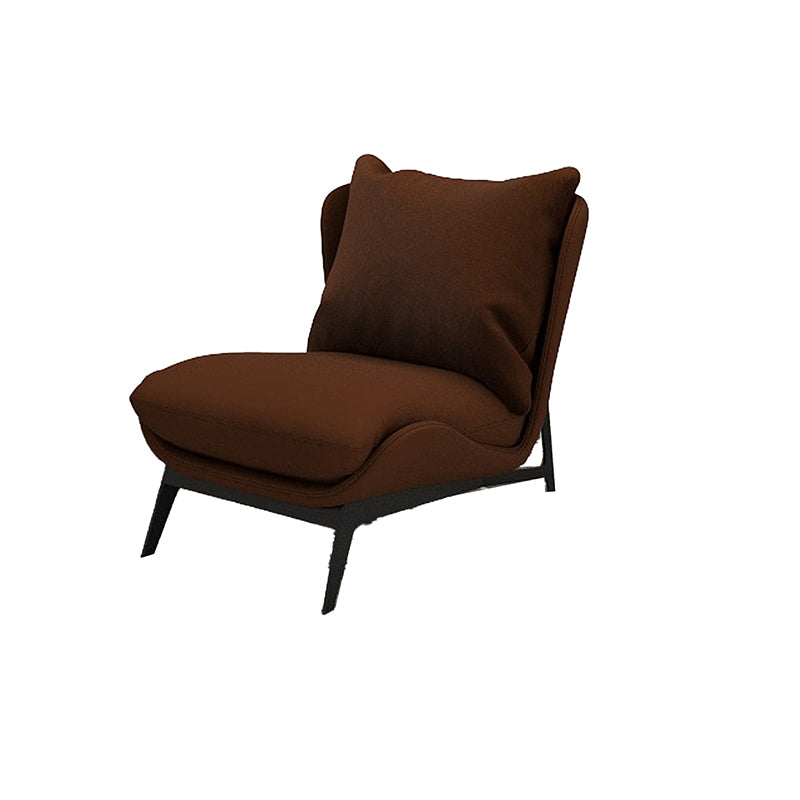 Armless Fixed Back Lounge Chair Living Room Chair with Black Legs Brown Velvet 1 Piece Clearhalo 'Accent Chairs' 'accent_chairs' 'Chairs & Seating' 'furn' 'furn_accent_chairs' 'Furniture' 'Living Room Furniture' 6350279