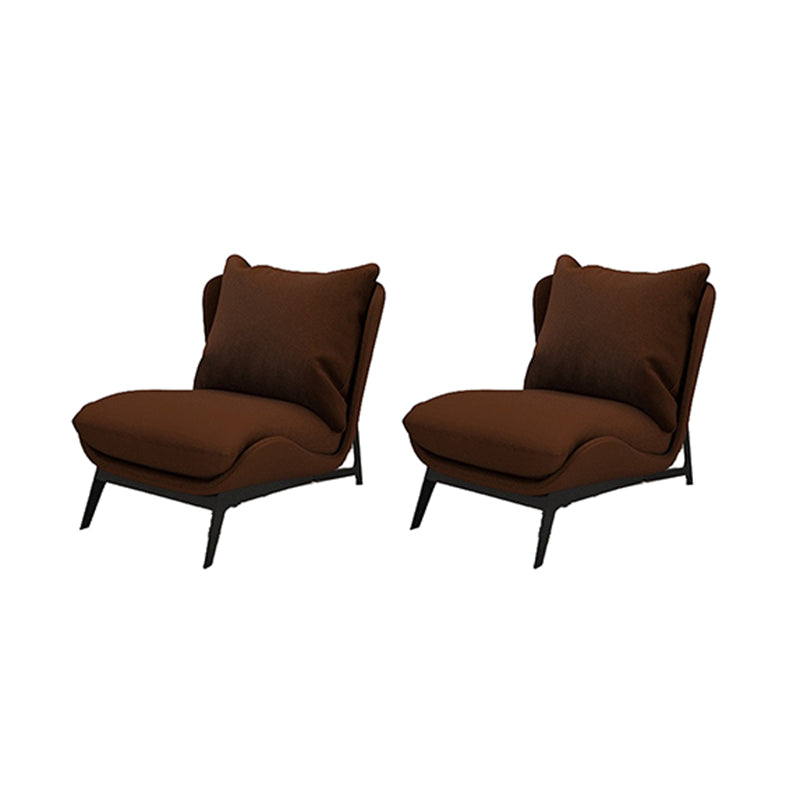 Armless Fixed Back Lounge Chair Living Room Chair with Black Legs Brown Velvet 2 Piece Set Clearhalo 'Accent Chairs' 'accent_chairs' 'Chairs & Seating' 'furn' 'furn_accent_chairs' 'Furniture' 'Living Room Furniture' 6350280