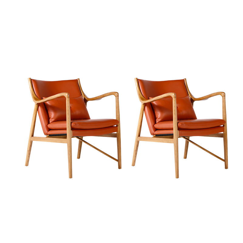 Arms Included Fixed Back Armchair Living Room Chair with Cushion Orange Leather 2 Piece Set Clearhalo 'Accent Chairs' 'accent_chairs' 'Chairs & Seating' 'furn' 'furn_accent_chairs' 'Furniture' 'Living Room Furniture' 6350357