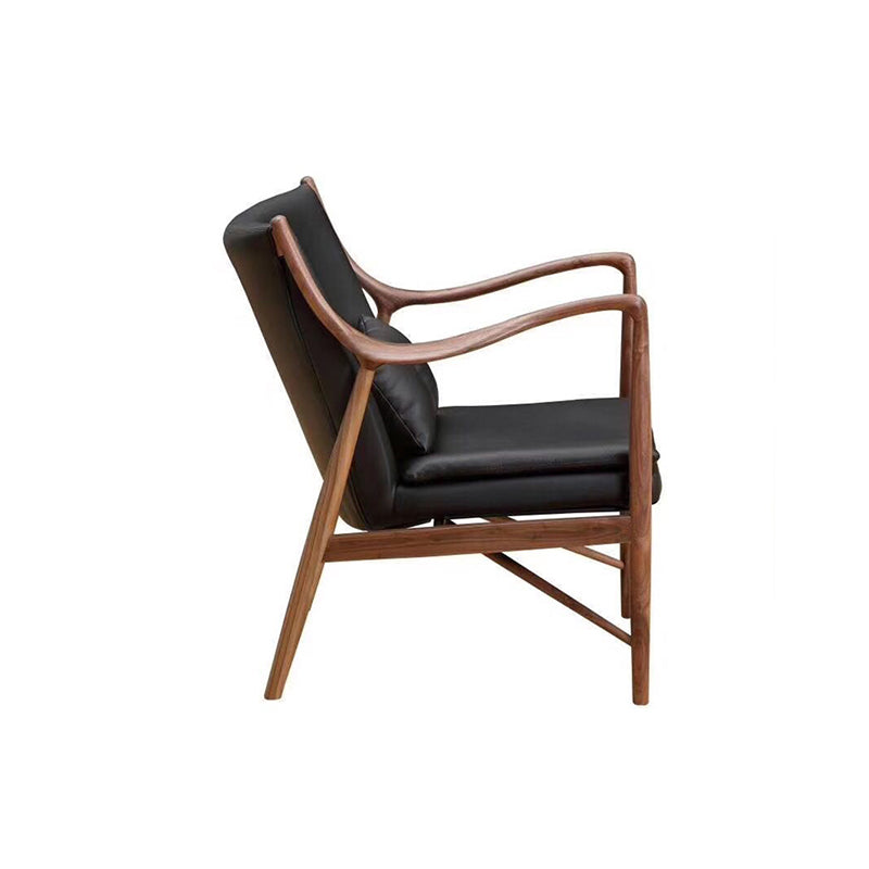 Arms Included Fixed Back Armchair Living Room Chair with Cushion Black Leather 1 Piece Clearhalo 'Accent Chairs' 'accent_chairs' 'Chairs & Seating' 'furn' 'furn_accent_chairs' 'Furniture' 'Living Room Furniture' 6350361