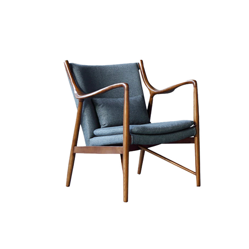 Arms Included Fixed Back Armchair Living Room Chair with Cushion Blue Cotton and Linen 1 Piece Clearhalo 'Accent Chairs' 'accent_chairs' 'Chairs & Seating' 'furn' 'furn_accent_chairs' 'Furniture' 'Living Room Furniture' 6350364