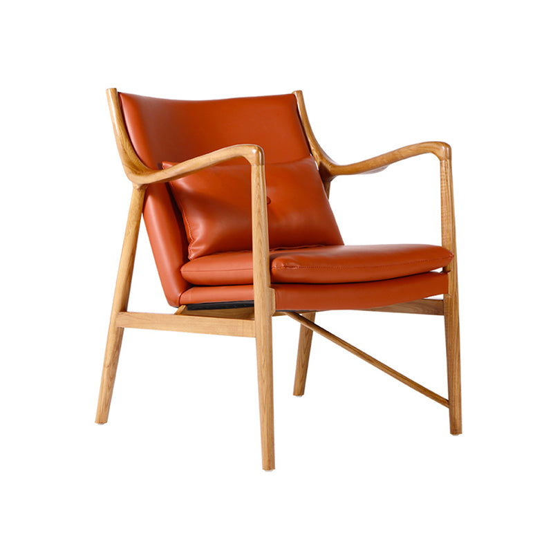Arms Included Fixed Back Armchair Living Room Chair with Cushion Orange Leather 1 Piece Clearhalo 'Accent Chairs' 'accent_chairs' 'Chairs & Seating' 'furn' 'furn_accent_chairs' 'Furniture' 'Living Room Furniture' 6350366