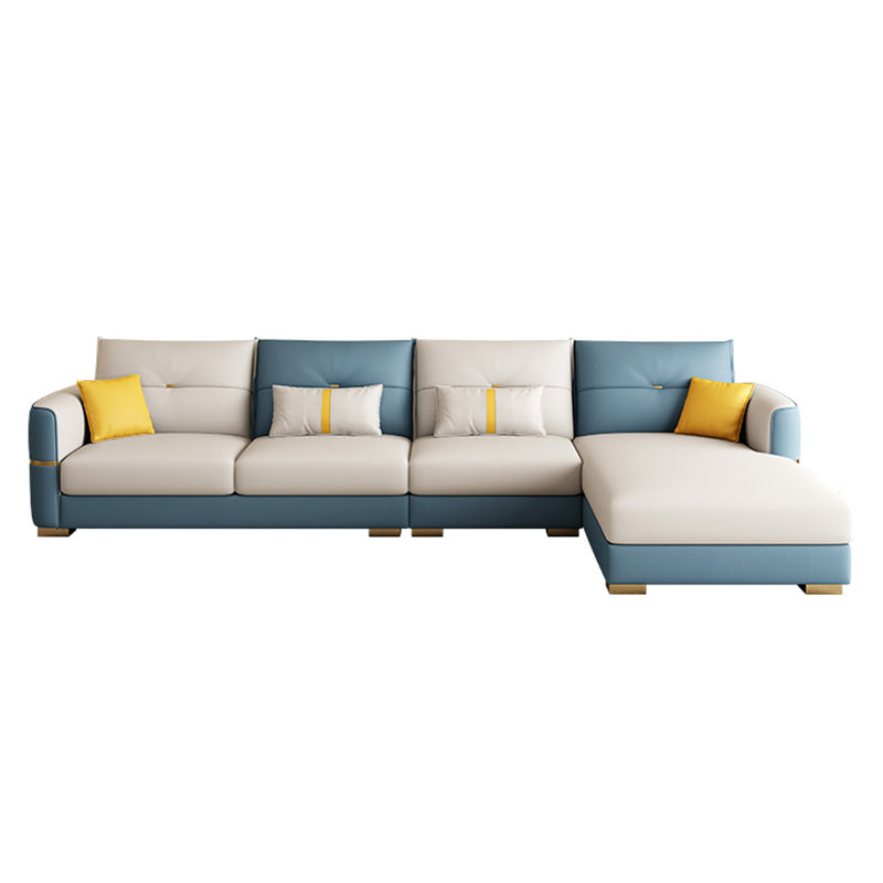 Sqaure Arm Tufted Back Sectional Luxurious 4-seat Sectional Sofa Clearhalo 'furn' 'furn_sectionals' 'Furniture' 'Living Room Furniture' 'Sectionals' 6350458