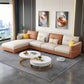 Sqaure Arm Tufted Back Sectional Luxurious 4-seat Sectional Sofa Orange Left Clearhalo 'furn' 'furn_sectionals' 'Furniture' 'Living Room Furniture' 'Sectionals' 6350466