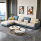 Sqaure Arm Tufted Back Sectional Luxurious 4-seat Sectional Sofa Blue Left Latex Clearhalo 'furn' 'furn_sectionals' 'Furniture' 'Living Room Furniture' 'Sectionals' 6350467