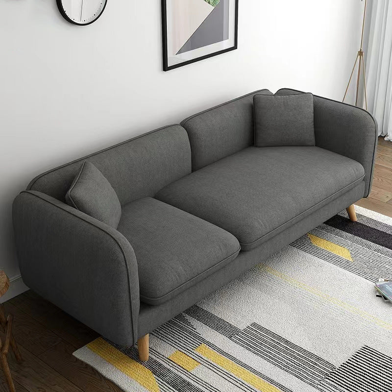 Contemporary 27.55" H Cotton Blend Square Arm Sofa with Pillows