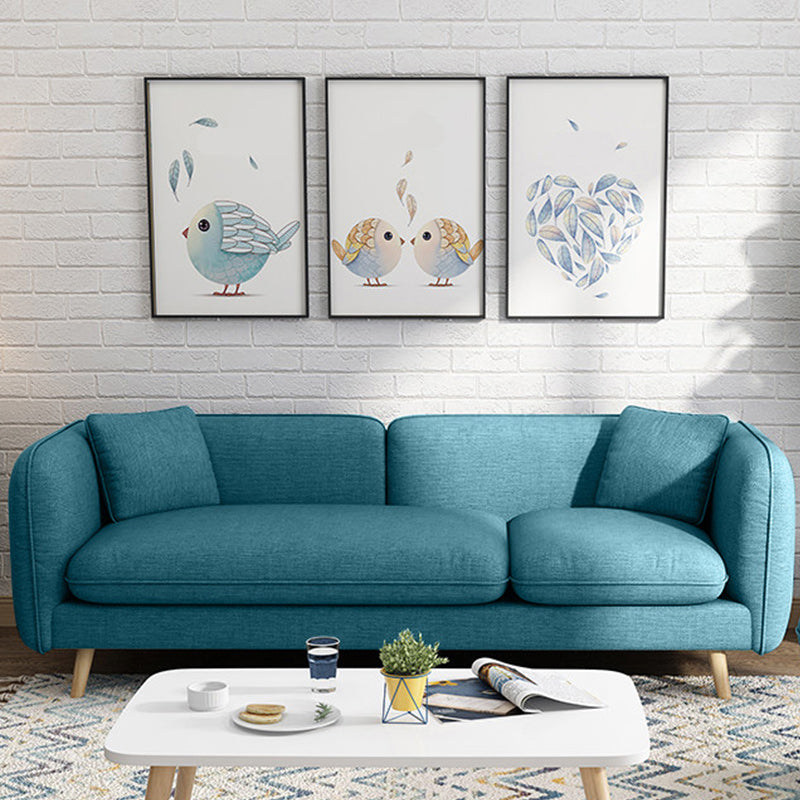 Contemporain 27,55 "H coton mélange canapé de bras carré avec oreillers