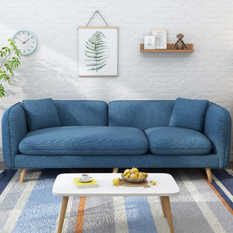 Contemporary 27.55" H Cotton Blend Square Arm Sofa with Pillows