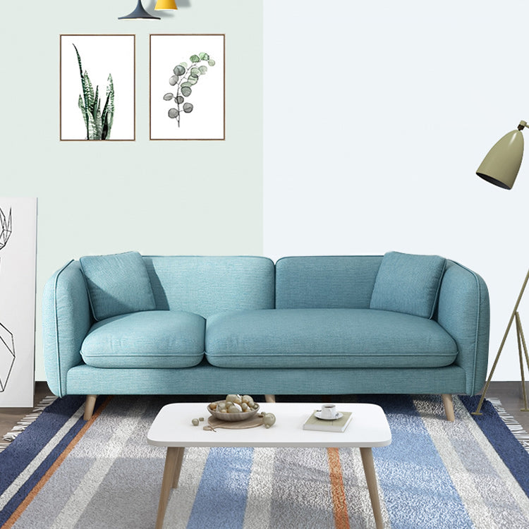 Contemporary 27.55" H Cotton Blend Square Arm Sofa with Pillows