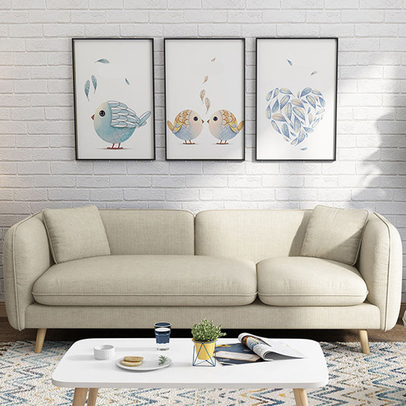 Contemporain 27,55 "H coton mélange canapé de bras carré avec oreillers