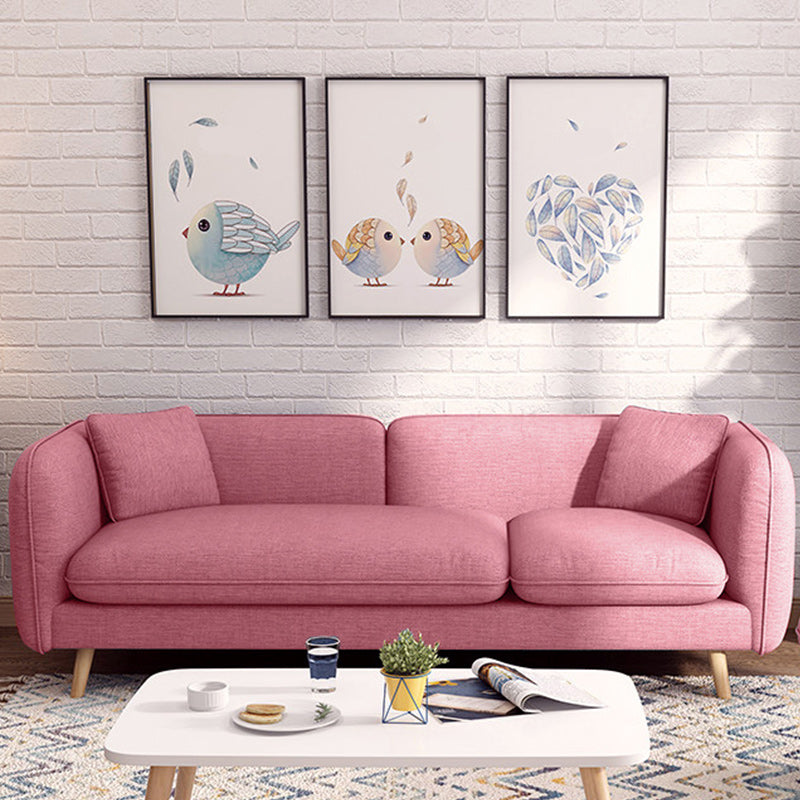 Contemporary 27.55" H Cotton Blend Square Arm Sofa with Pillows