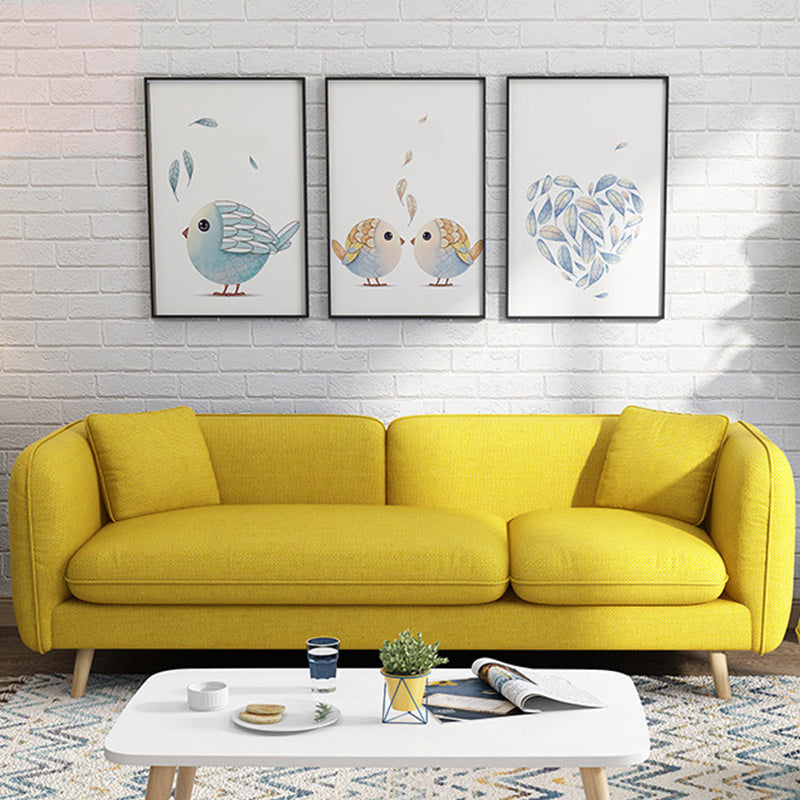 Contemporain 27,55 "H coton mélange canapé de bras carré avec oreillers