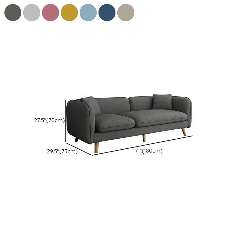 Contemporary 27.55" H Cotton Blend Square Arm Sofa with Pillows