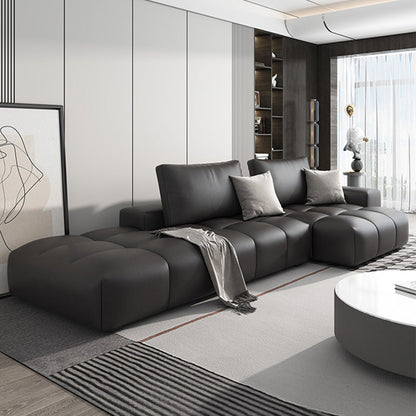 Pain en cuir en faux cuir sectionnelle en section marron / noir 106,29 "Section de largeur