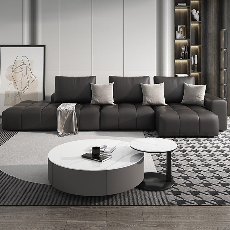 Pain en cuir en faux cuir sectionnelle en section marron / noir 106,29 "Section de largeur