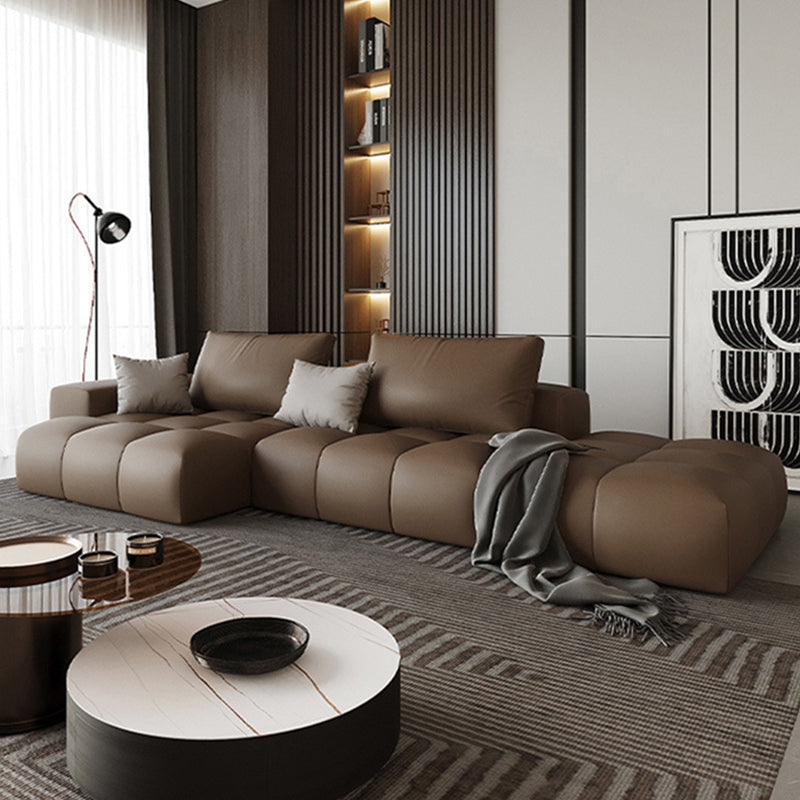 Pain en cuir en faux cuir sectionnelle en section marron / noir 106,29 "Section de largeur