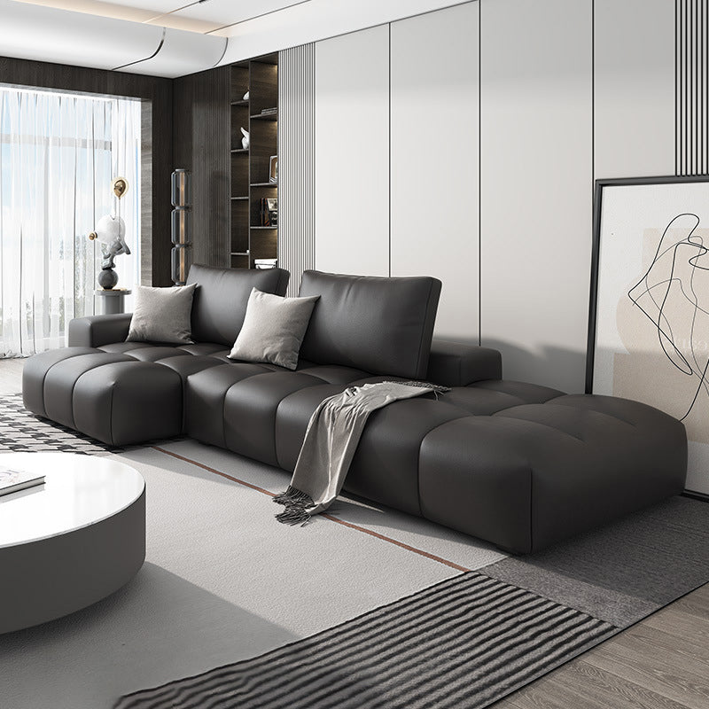 Pain en cuir en faux cuir sectionnelle en section marron / noir 106,29 "Section de largeur