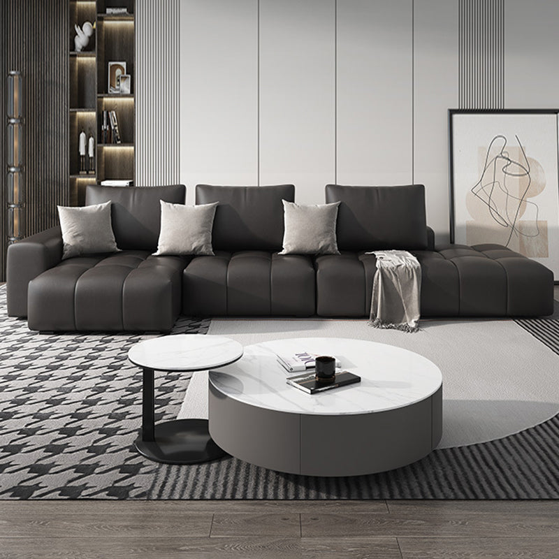 Pain en cuir en faux cuir sectionnelle en section marron / noir 106,29 "Section de largeur