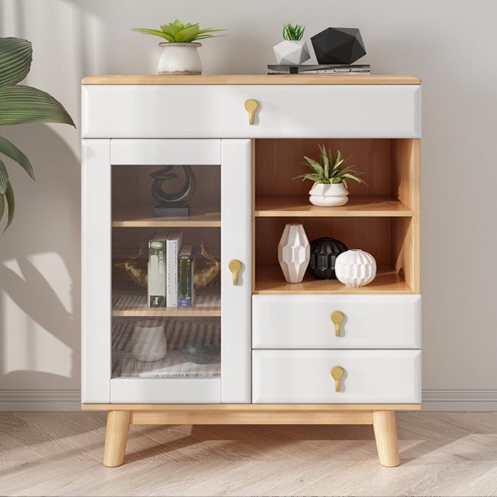 3 - Drawer Rubberwood Accent Cabinet 43.3" Tall 1 - Door Chest Clearhalo 'Cabinets & Chests' 'cabinets_chests' 'furn' 'furn_cabinets_chests' 'Furniture' 'Living Room Furniture' 6350592