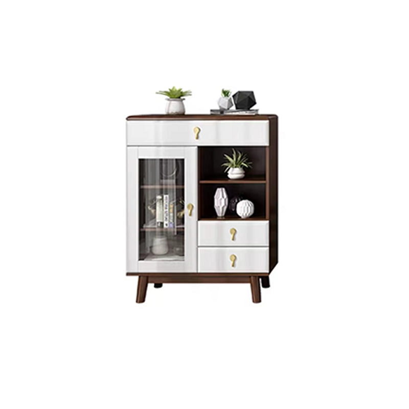 3 - Drawer Rubberwood Accent Cabinet 43.3" Tall 1 - Door Chest Walnut White Clearhalo 'Cabinets & Chests' 'cabinets_chests' 'furn' 'furn_cabinets_chests' 'Furniture' 'Living Room Furniture' 6350593