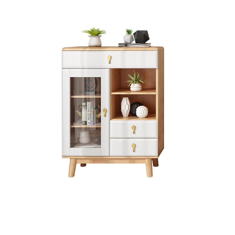 3 - Drawer Rubberwood Accent Cabinet 43.3" Tall 1 - Door Chest Natural Wood White Clearhalo 'Cabinets & Chests' 'cabinets_chests' 'furn' 'furn_cabinets_chests' 'Furniture' 'Living Room Furniture' 6350596