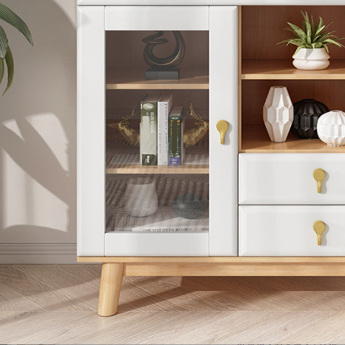 3 - Drawer Rubberwood Accent Cabinet 43.3" Tall 1 - Door Chest Clearhalo 'Cabinets & Chests' 'cabinets_chests' 'furn' 'furn_cabinets_chests' 'Furniture' 'Living Room Furniture' 6350602