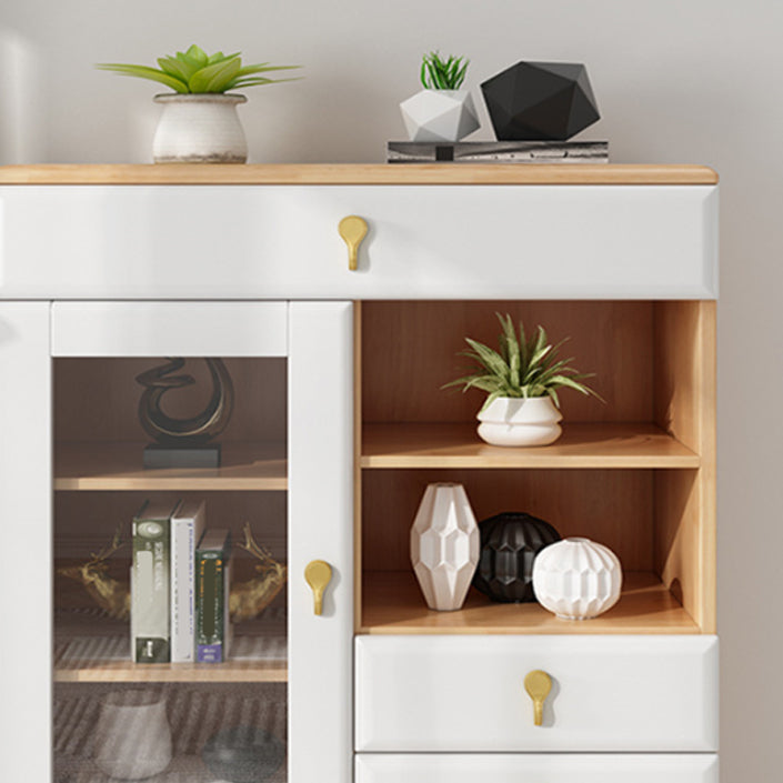 3 - Drawer Rubberwood Accent Cabinet 43.3" Tall 1 - Door Chest Clearhalo 'Cabinets & Chests' 'cabinets_chests' 'furn' 'furn_cabinets_chests' 'Furniture' 'Living Room Furniture' 6350603