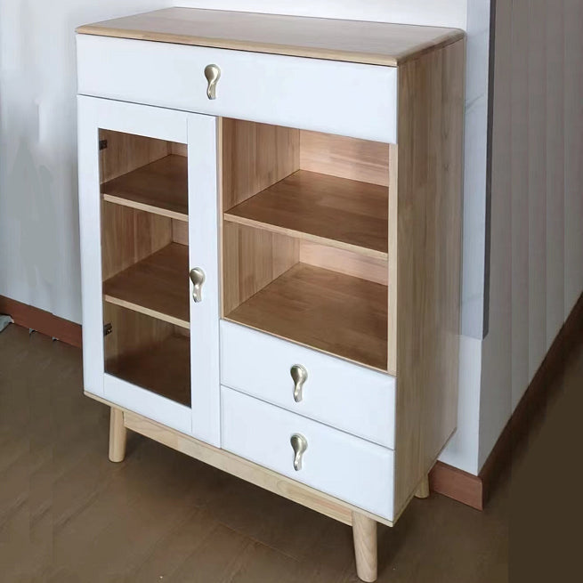 3 - Drawer Rubberwood Accent Cabinet 43.3" Tall 1 - Door Chest Clearhalo 'Cabinets & Chests' 'cabinets_chests' 'furn' 'furn_cabinets_chests' 'Furniture' 'Living Room Furniture' 6350610