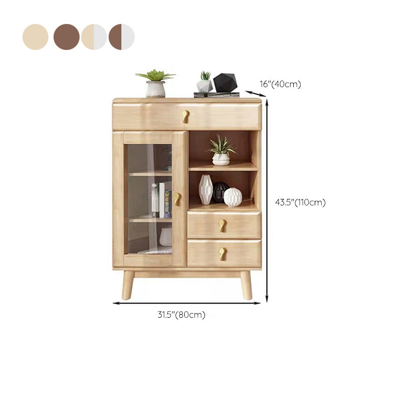 3 - Drawer Rubberwood Accent Cabinet 43.3" Tall 1 - Door Chest Clearhalo 'Cabinets & Chests' 'cabinets_chests' 'furn' 'furn_cabinets_chests' 'Furniture' 'Living Room Furniture' 6350611