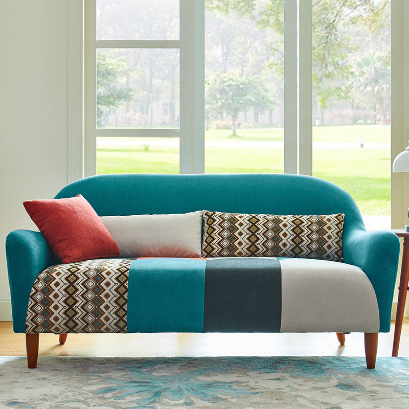 Contemporary Cotton Blend Loveseat with Flared Arm and 2 Pillows