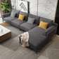 L-shape 4-seater Fabric Sectional Slipcovered Square Arm Sectional Gray Right Latex Clearhalo 'furn' 'furn_sectionals' 'Furniture' 'Living Room Furniture' 'Sectionals' 6350689