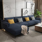 L-shape 4-seater Fabric Sectional Slipcovered Square Arm Sectional Blue Left Clearhalo 'furn' 'furn_sectionals' 'Furniture' 'Living Room Furniture' 'Sectionals' 6350691